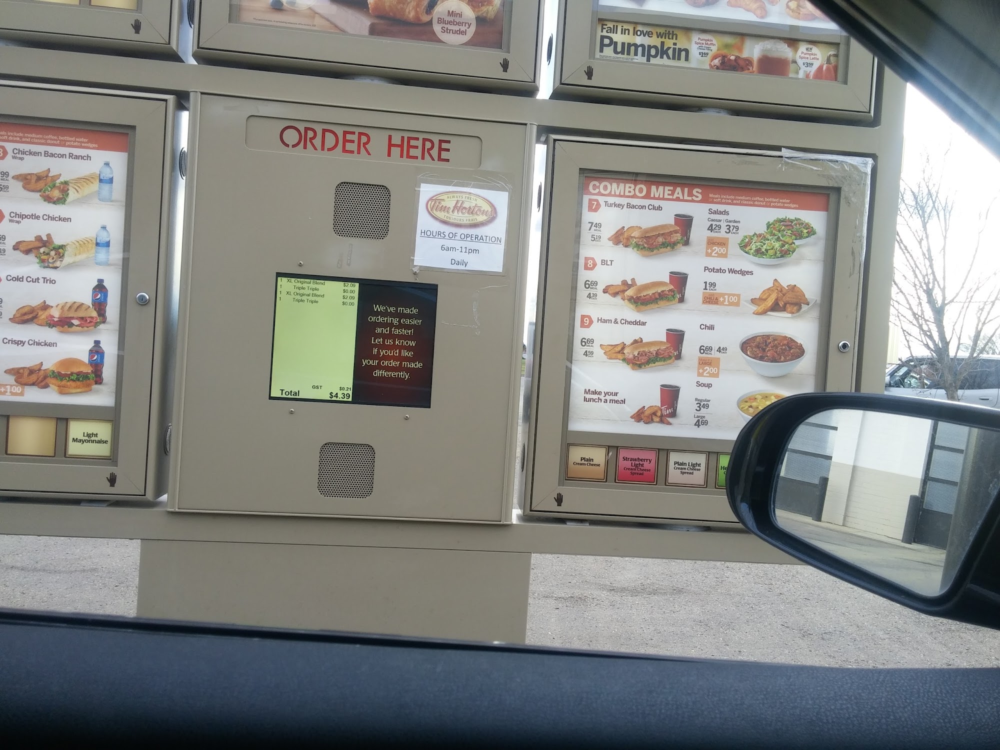 Tim Hortons Menu