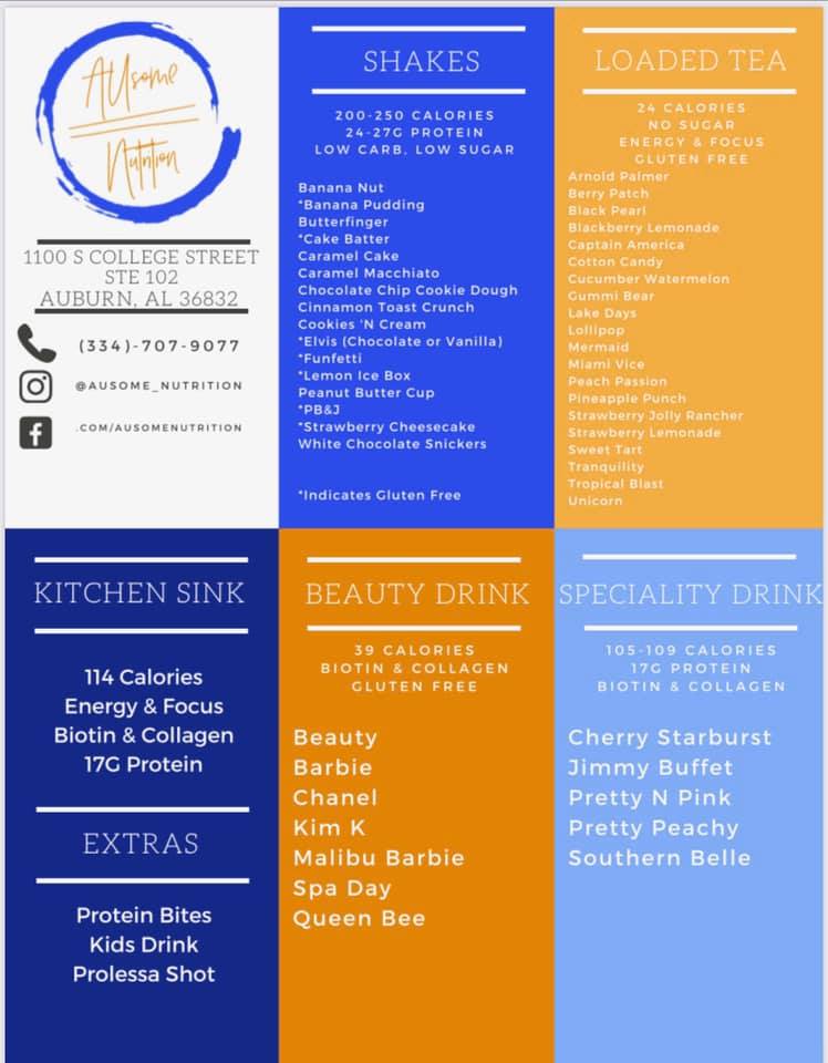 AUsome Nutrition Menu
