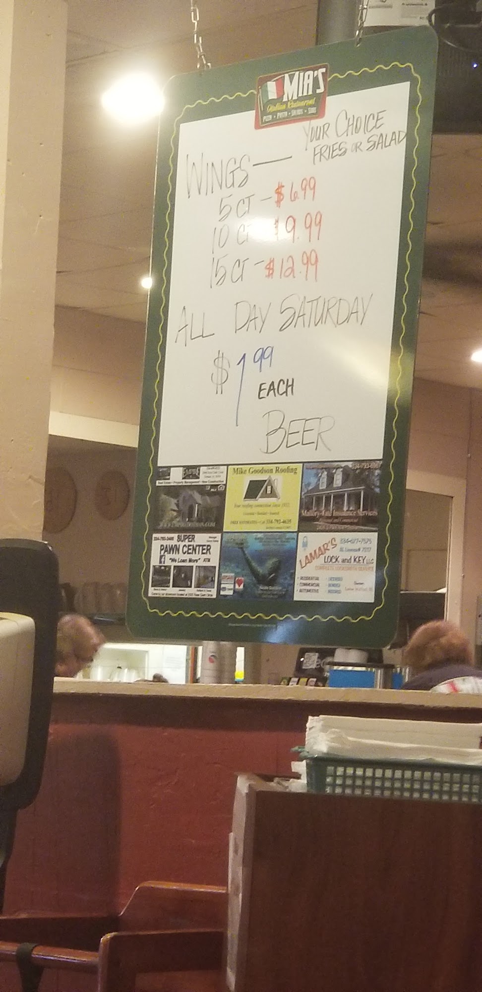 Mia's Italian Restaurant Menu