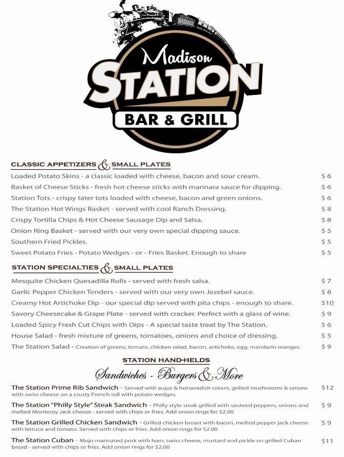 THE BOXCAR Bar and Grill Menu