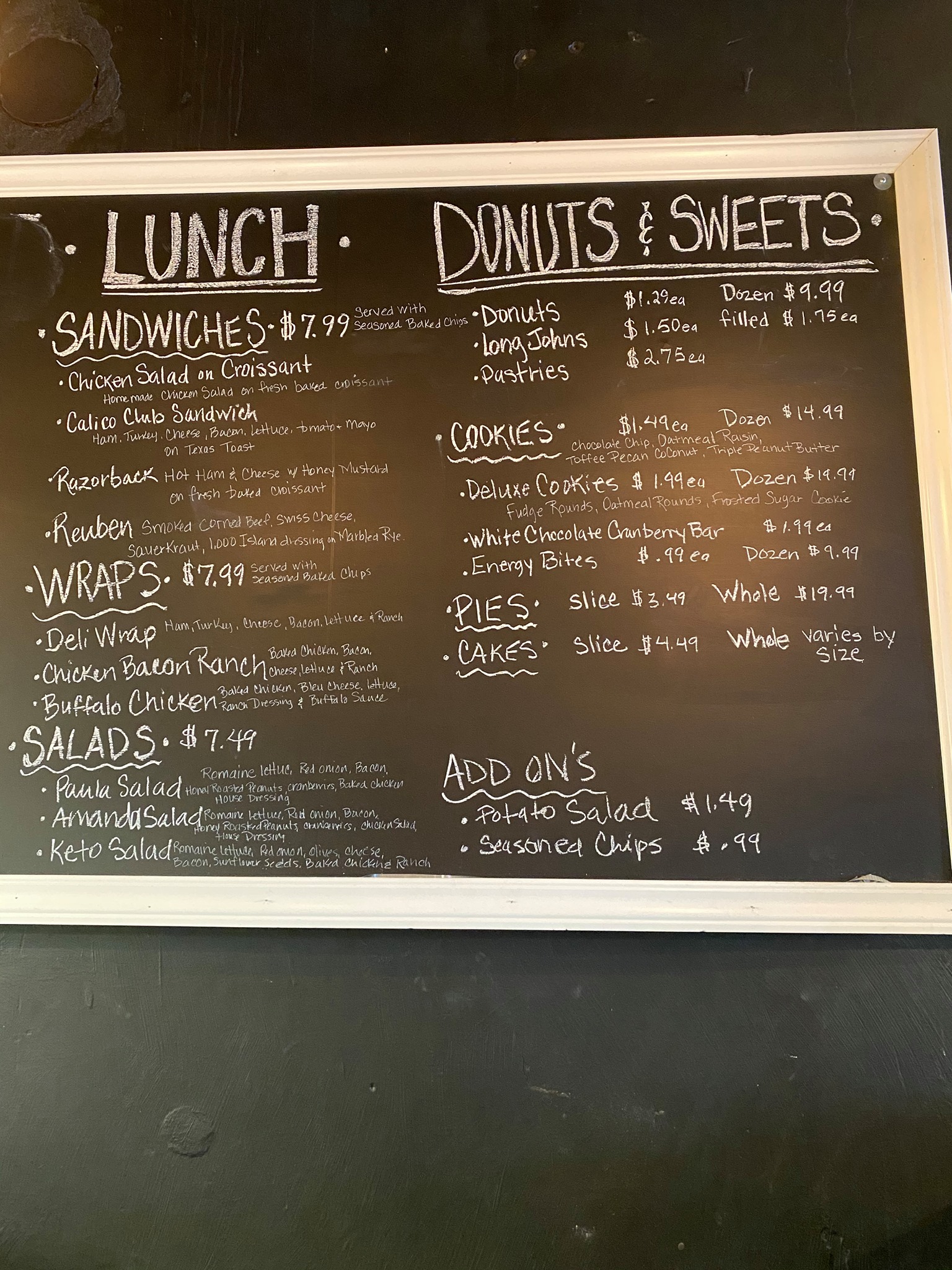 Babycakes Bakery & Gifts Menu