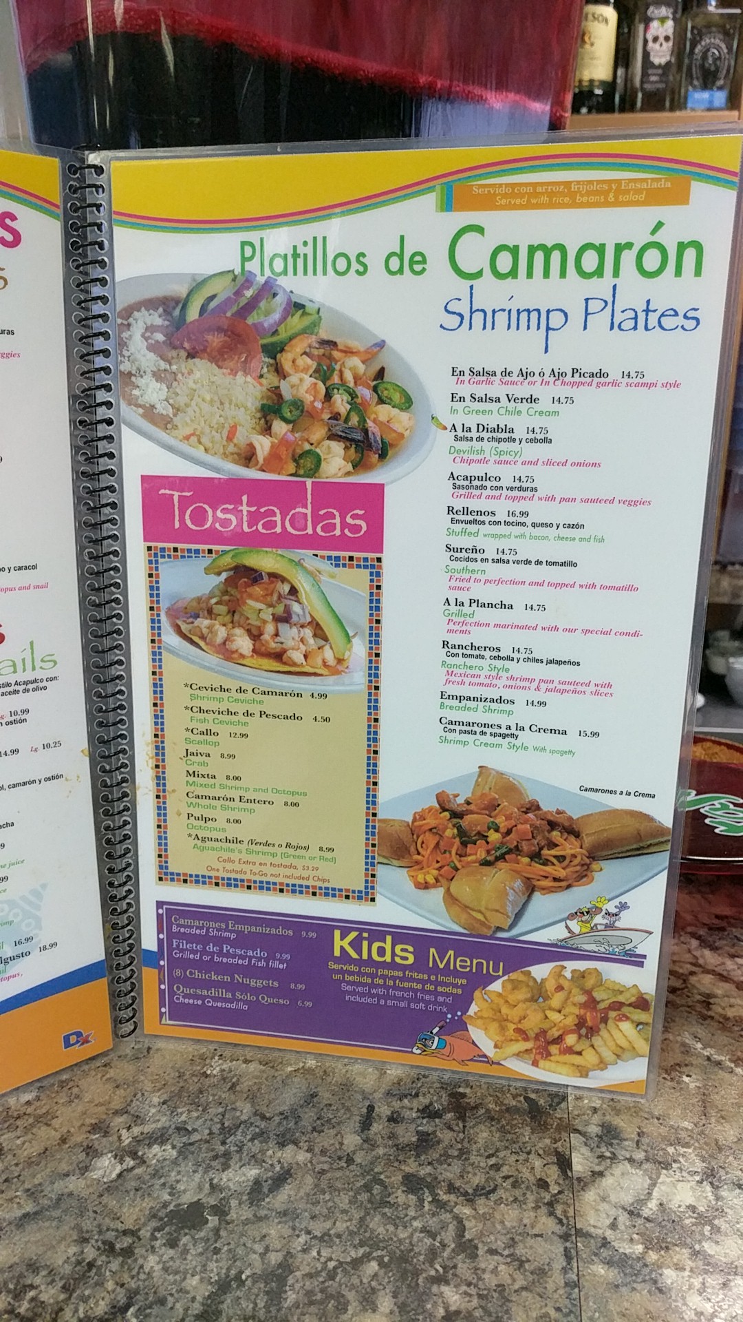 Mariscos Acapulco Menu