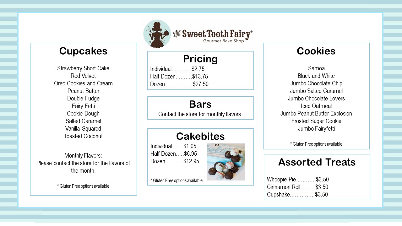 Sweet Tooth Fairy Custom Candy Buffets Menu