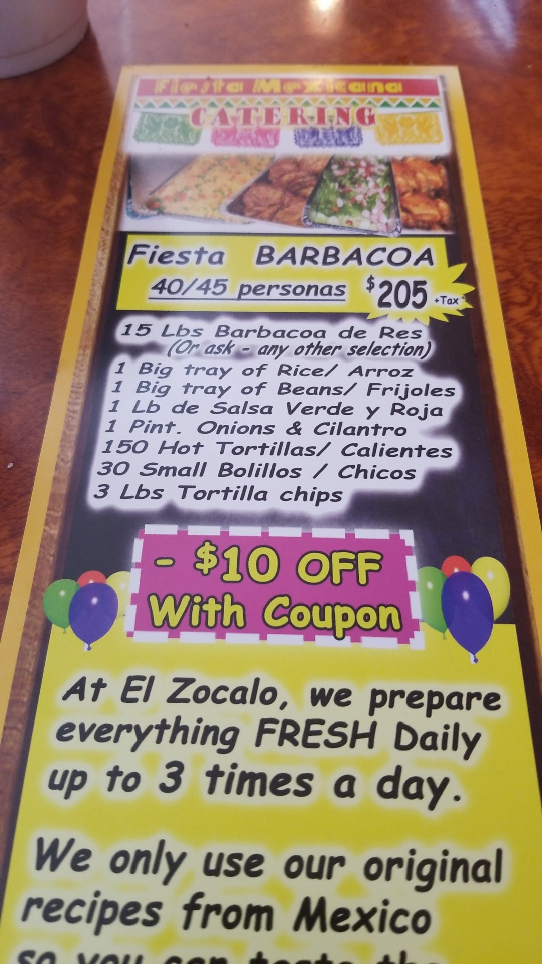 El Zocalo Menu