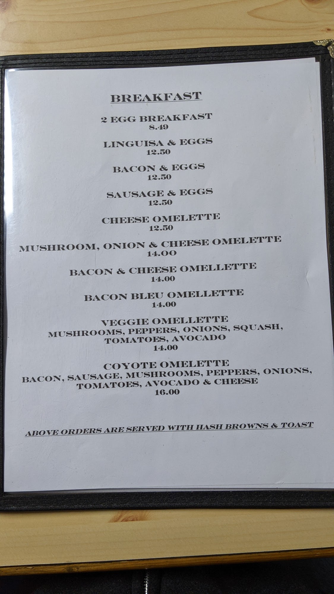 Coyote Creek Kitchen Menu