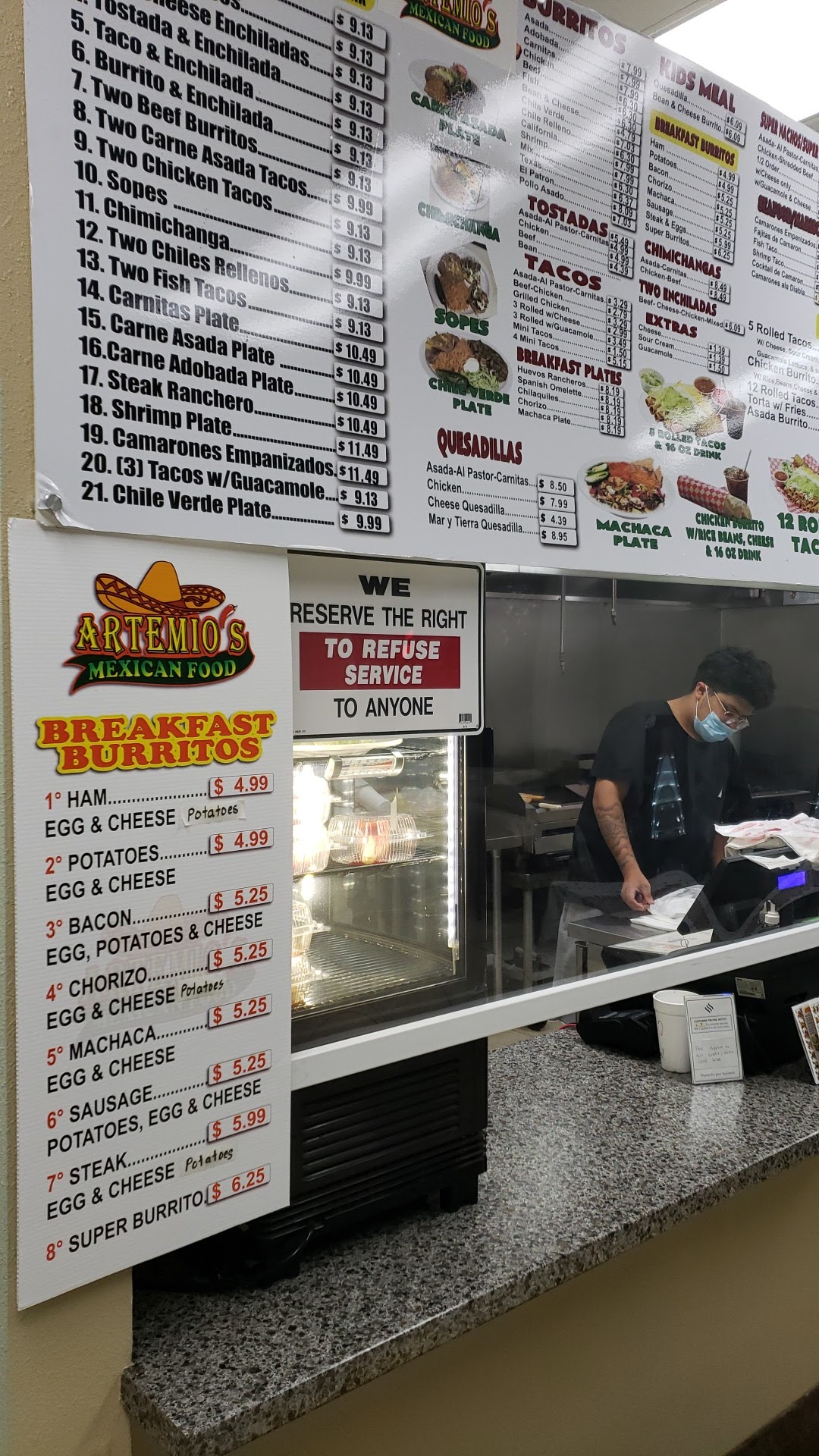 Artemio's Mexican Food Menu