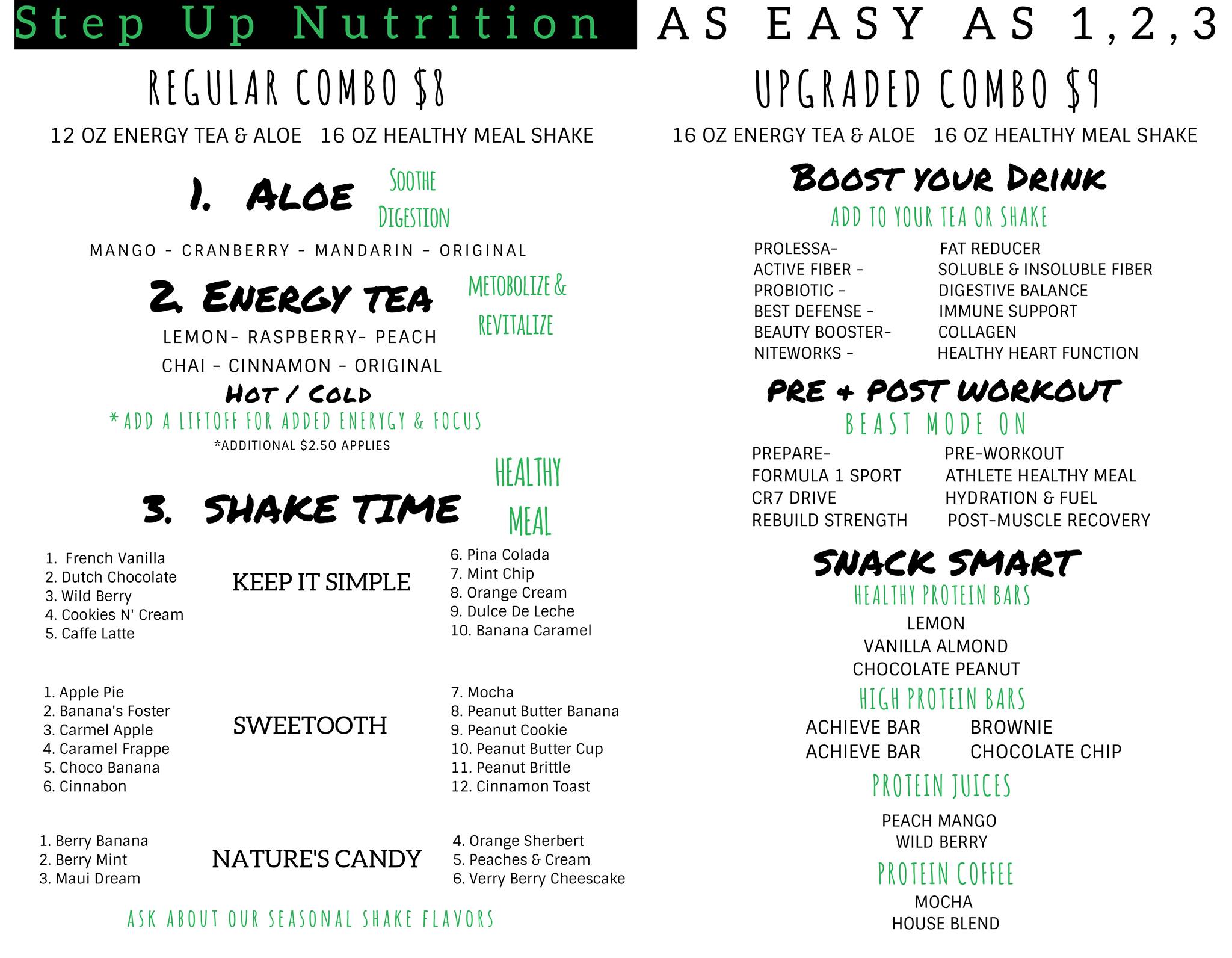 Step Up Nutrition Menu