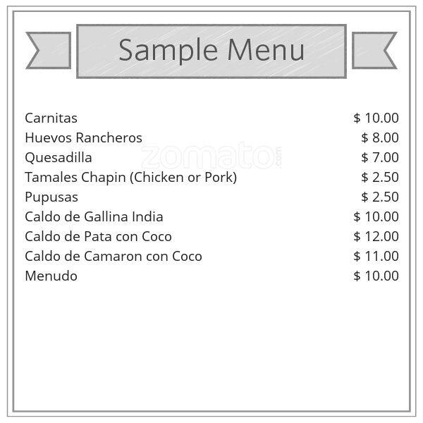 La Guadalupana Menu