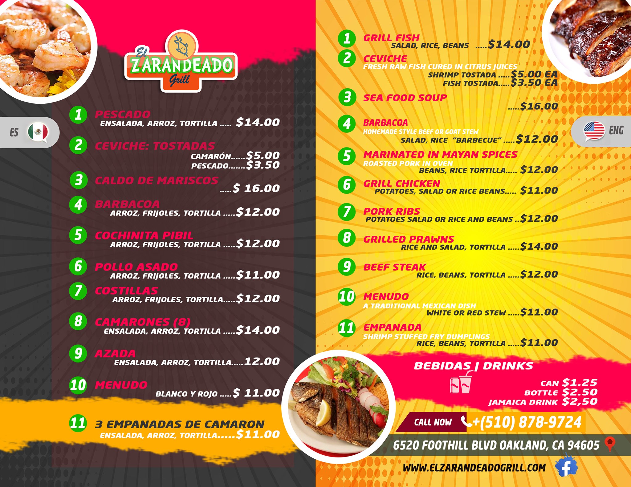 El Zarandeado Grill Menu
