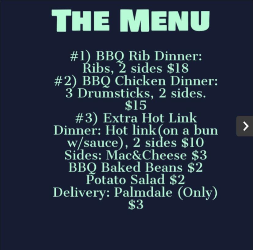 Weekend pit BBQ Menu