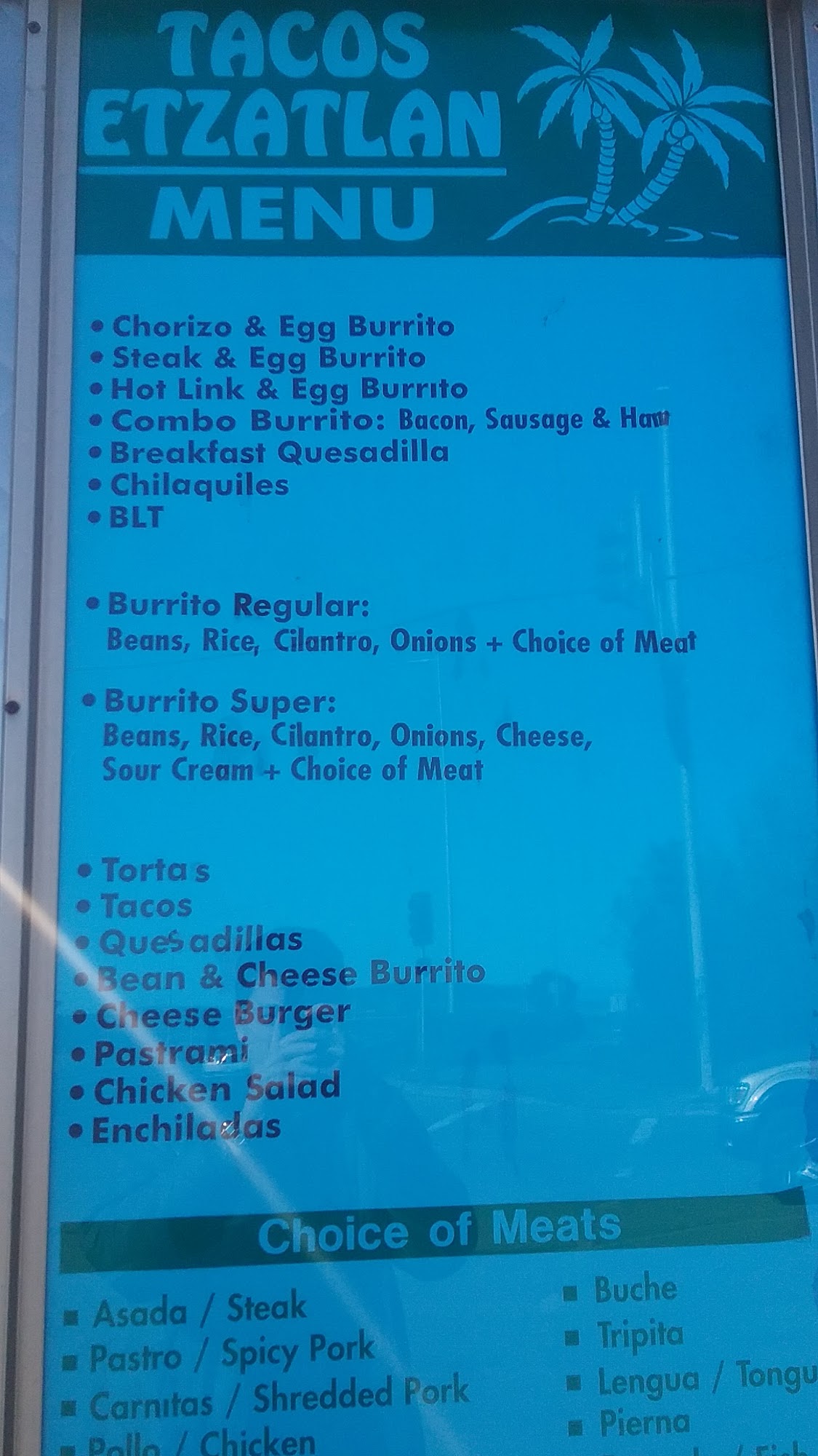 Tacos Etzatlan Menu