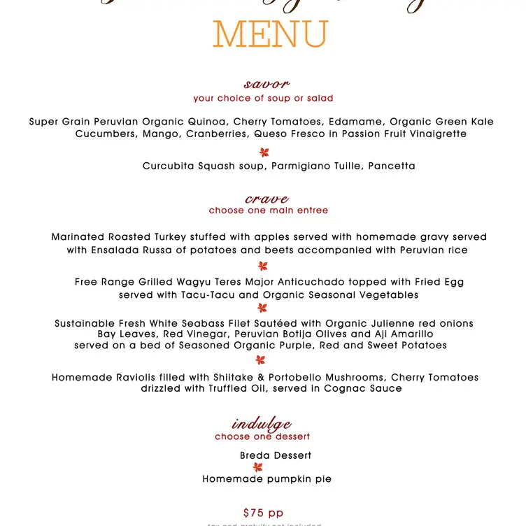 Mistura Catering Weddings & Events Menu