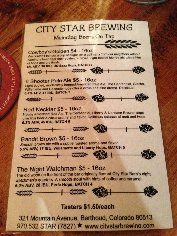 City Star Brewing Menu