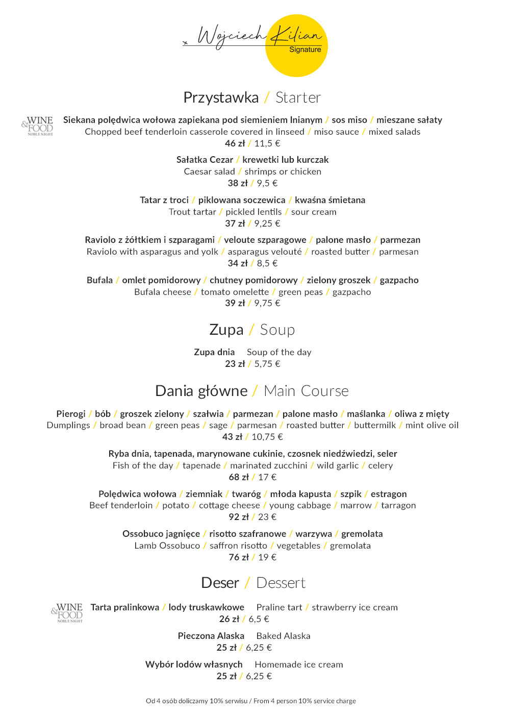 Signature Cafe Menu