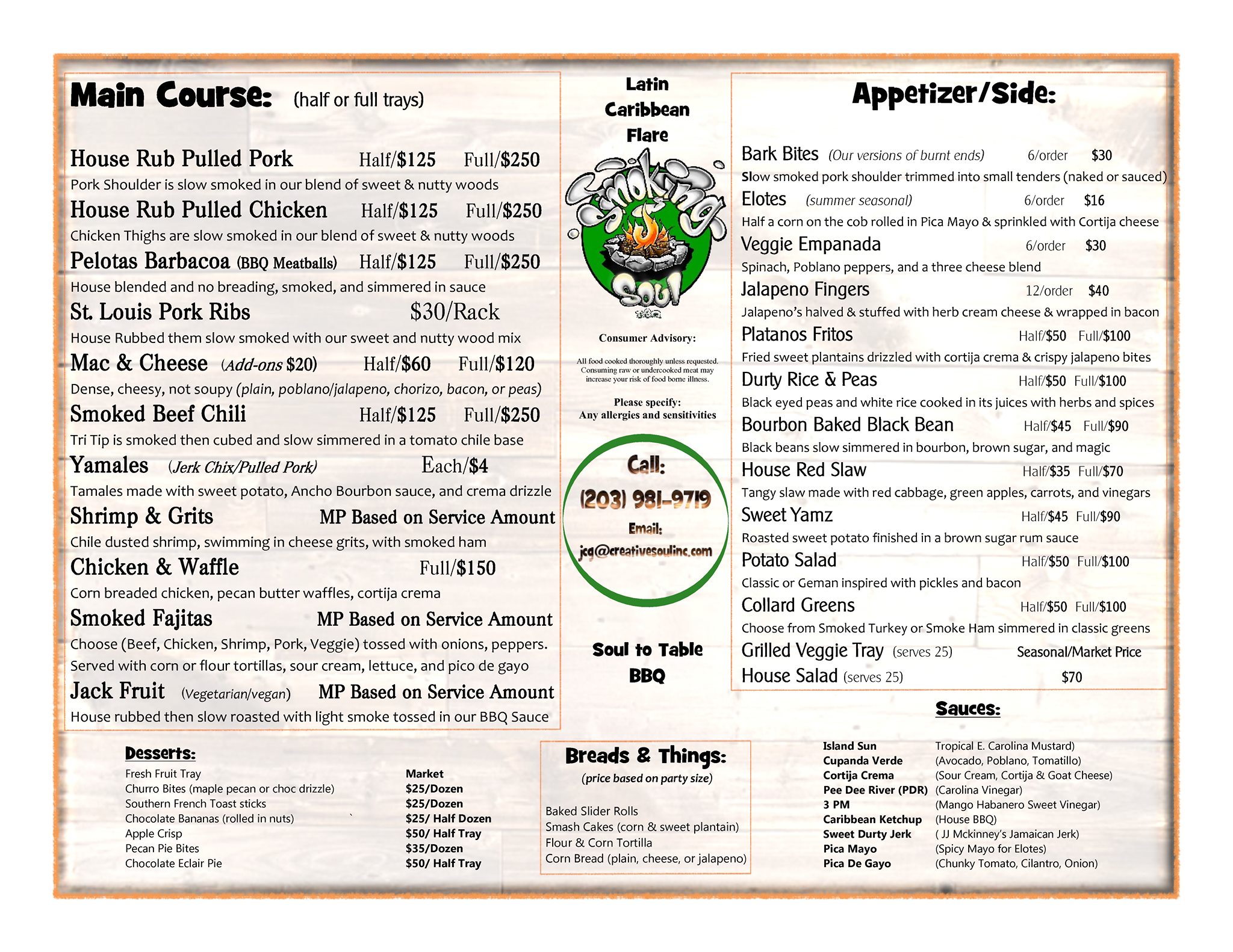 Smoking Soul BBQ Menu