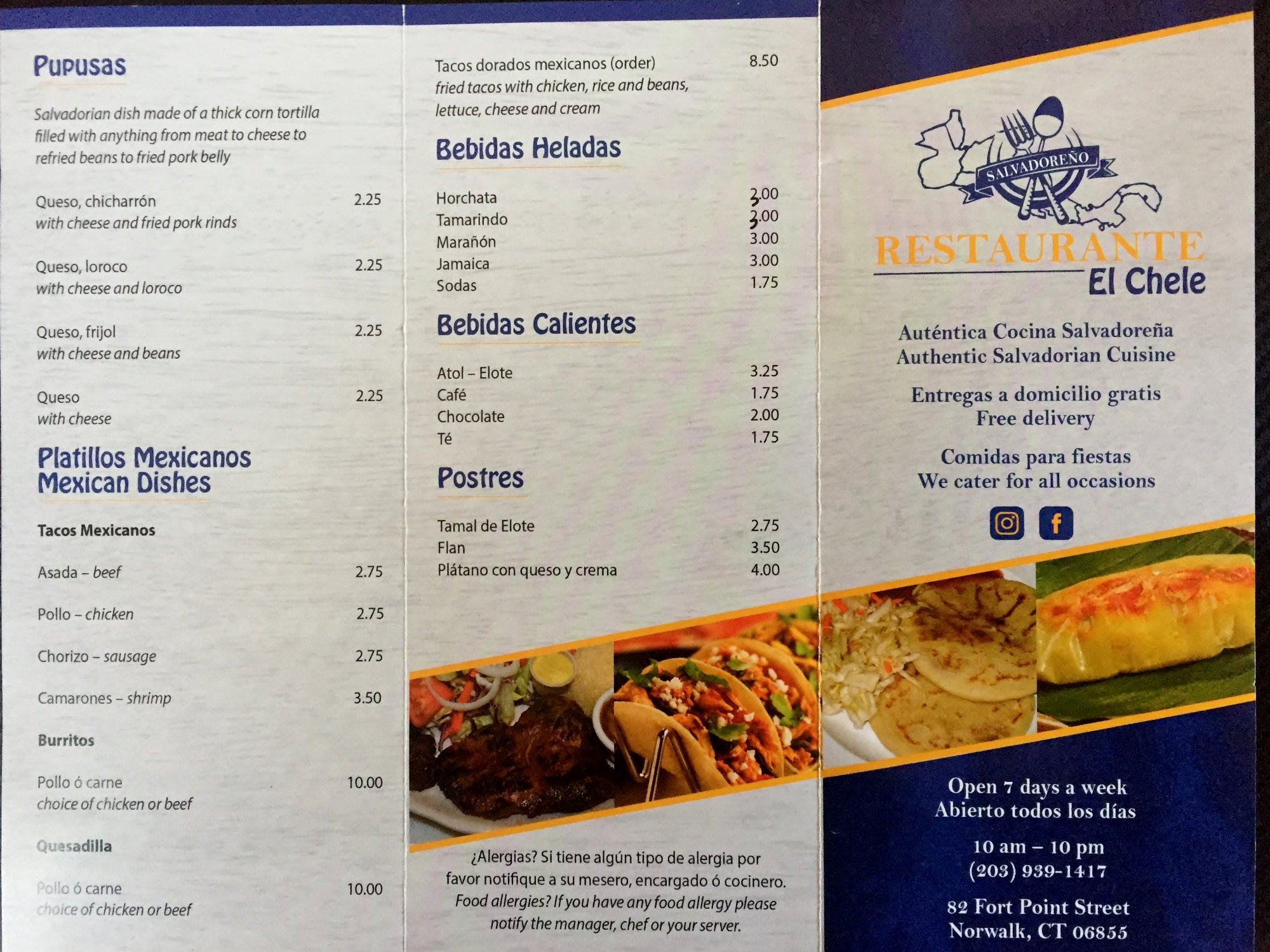 Salvadoreño restaurante EL CHELE Menu