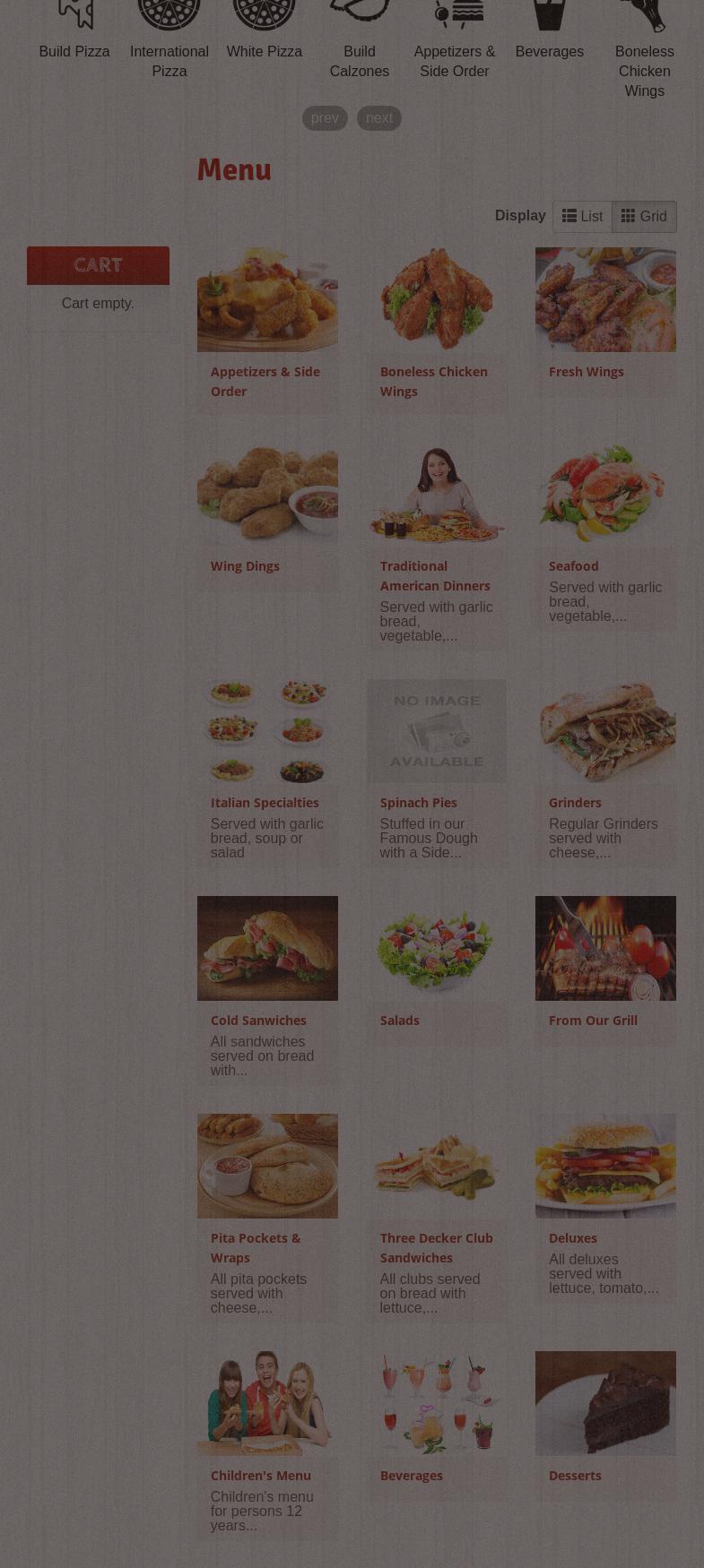 Pizza Palace Restaurant Menu