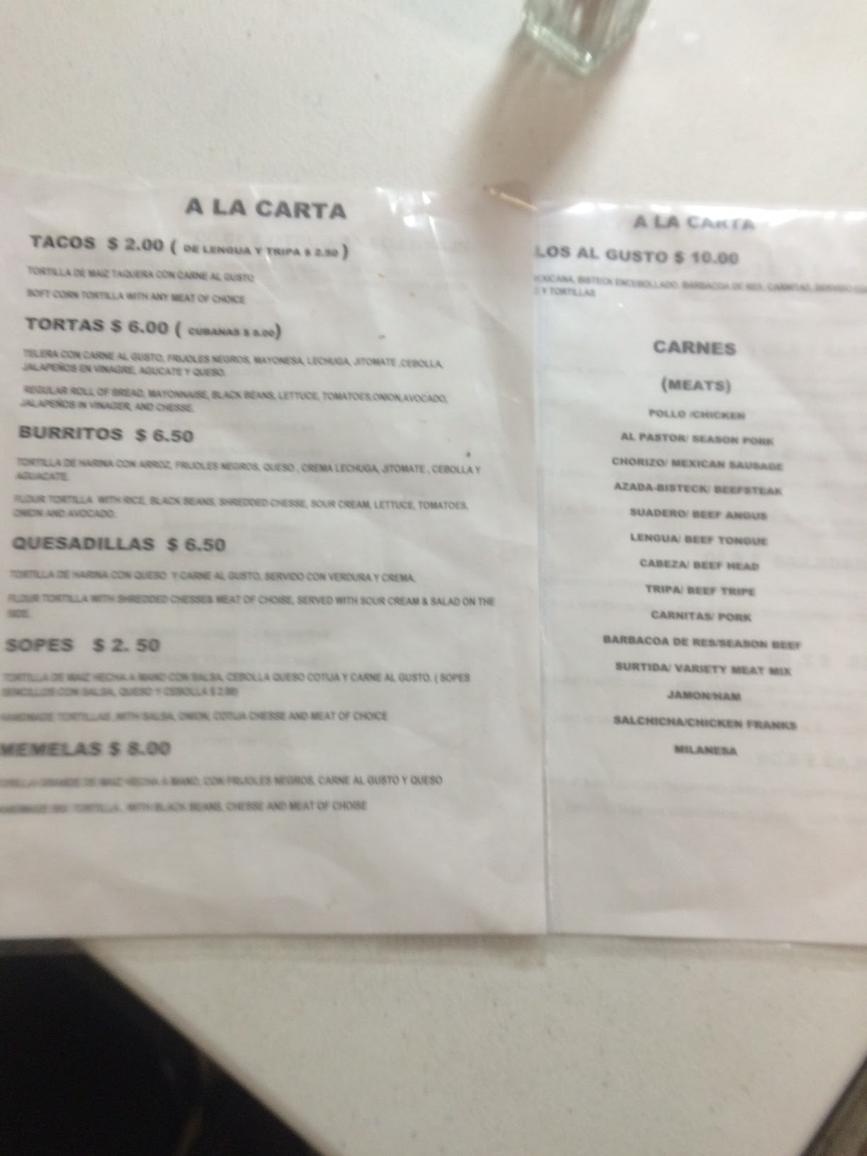 El Nevado Mexican Store Menu