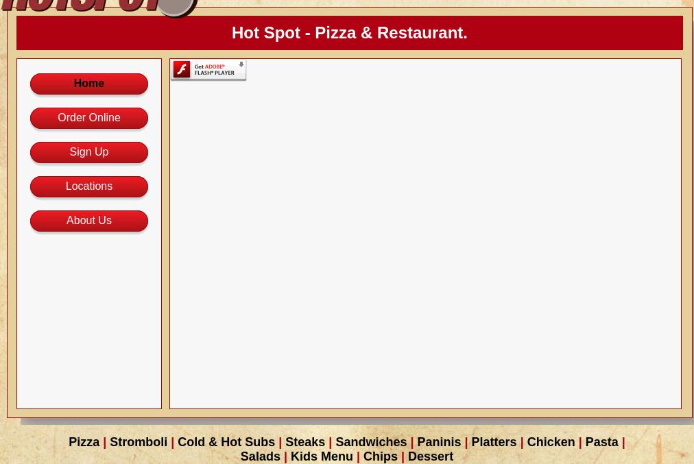 Hot Spot Pizza Menu
