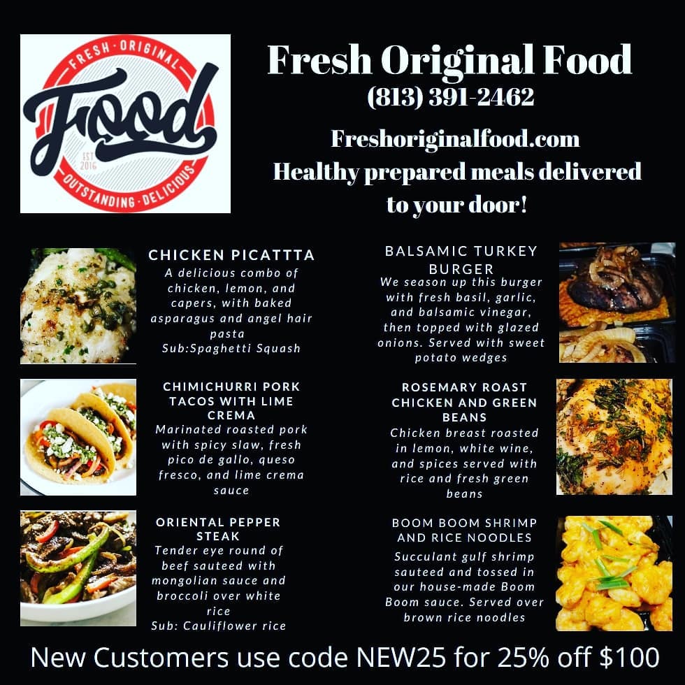 Fresh Original Food LLC Catering and Meal Prep Service Menu