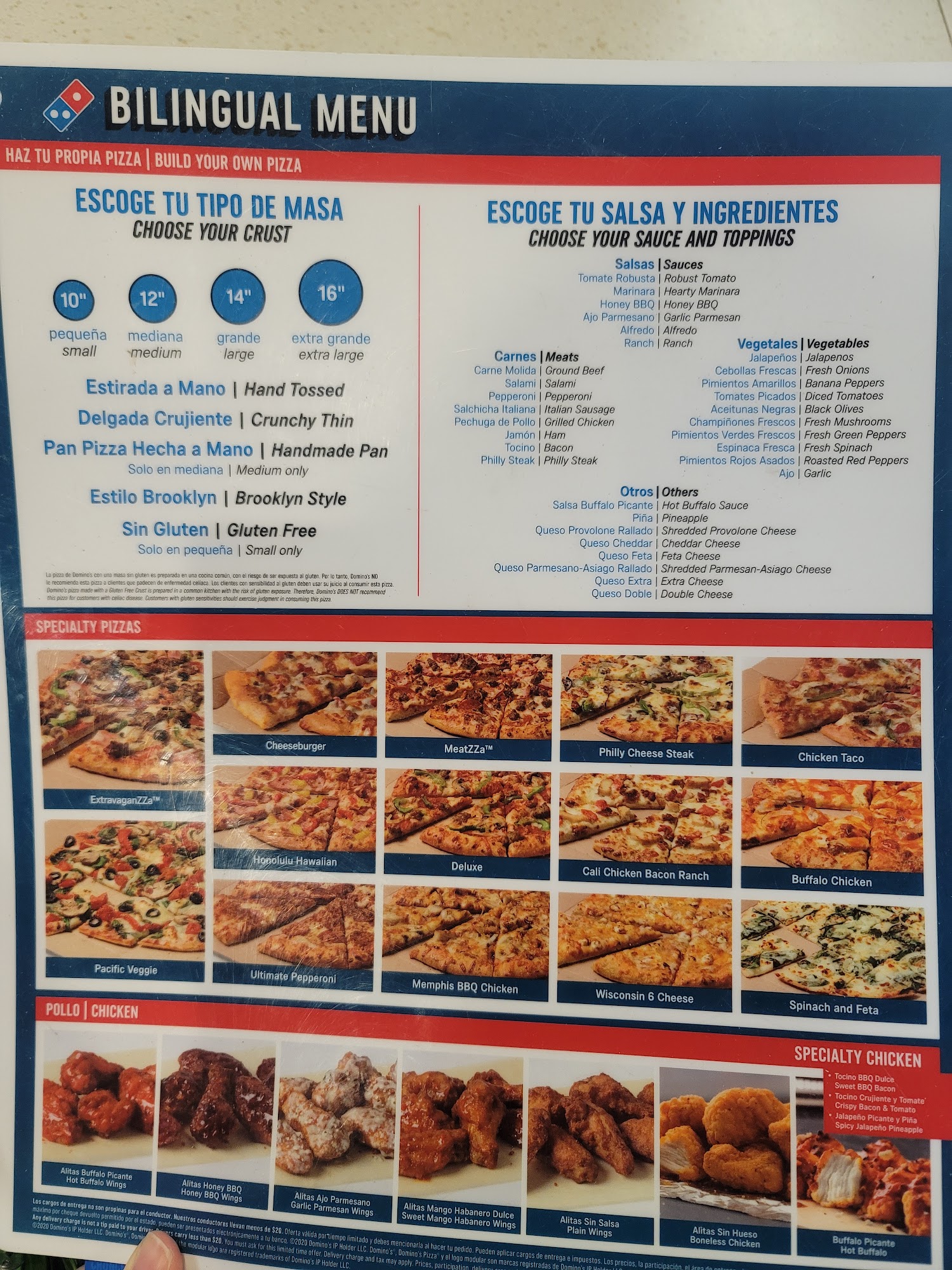 Domino's Pizza Menu