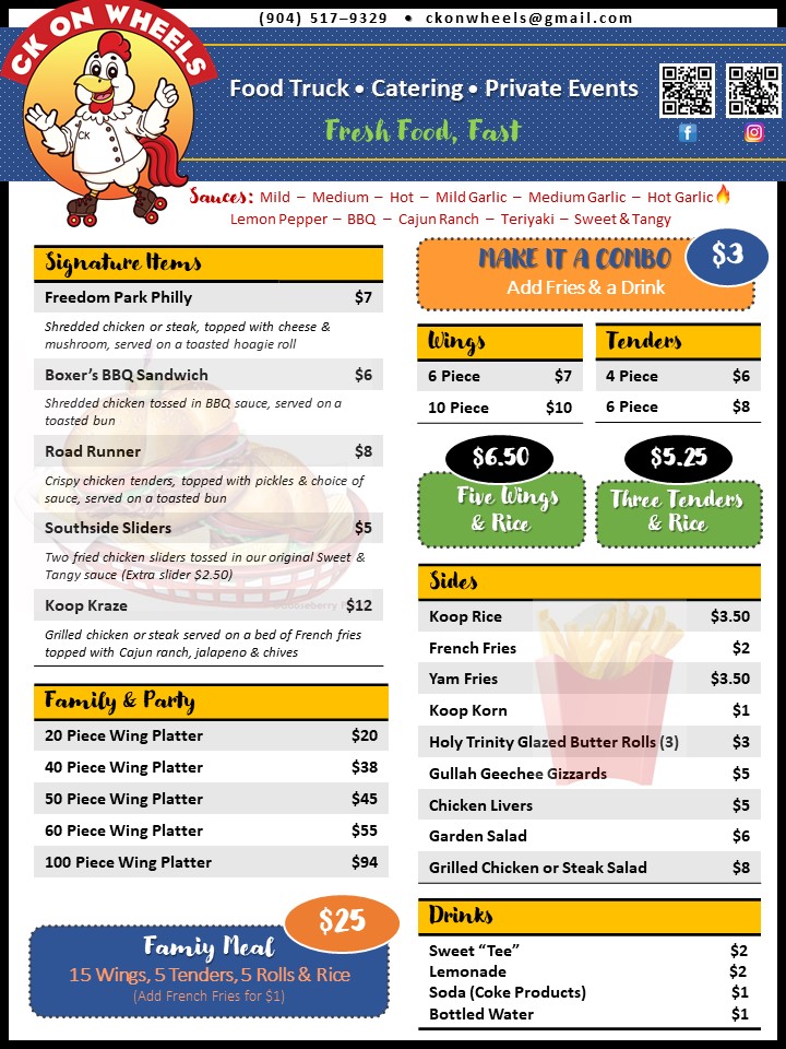 CK on Wheels Menu