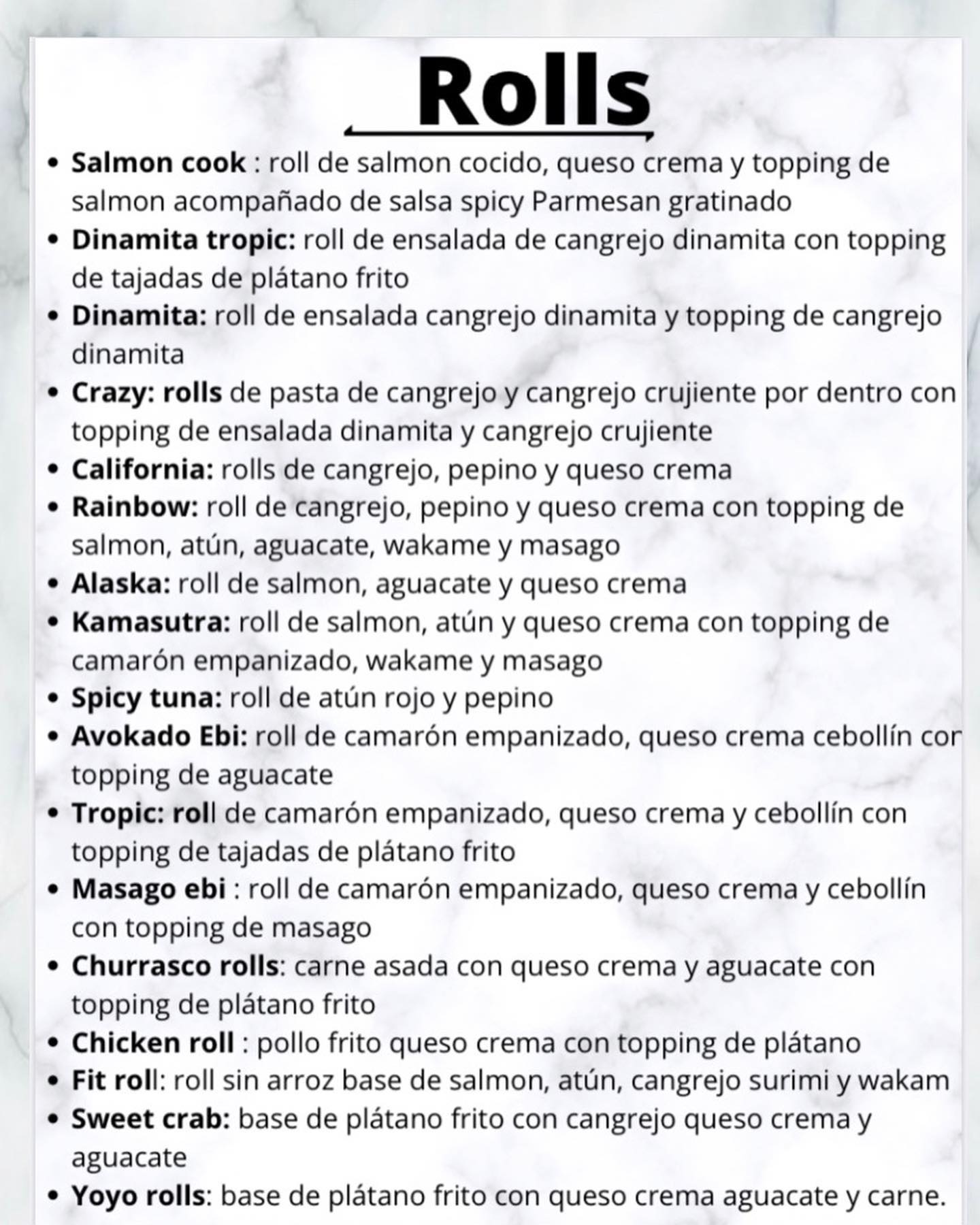 Delmo Sushi Menu