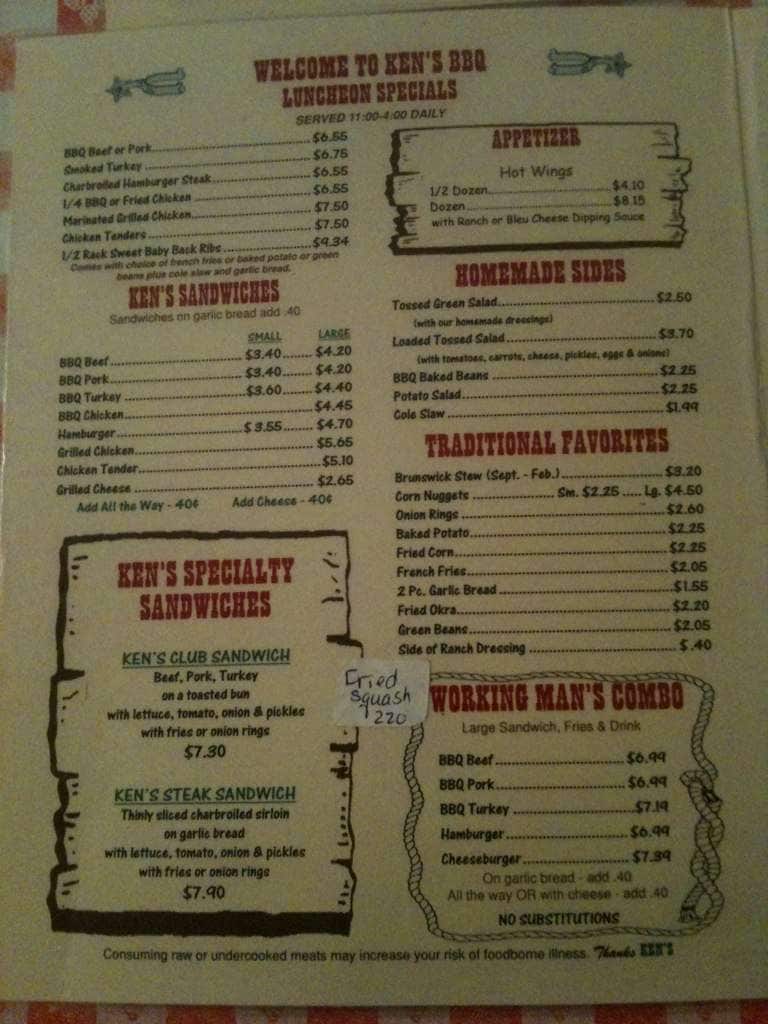 Ken's Bar-B-Que Menu