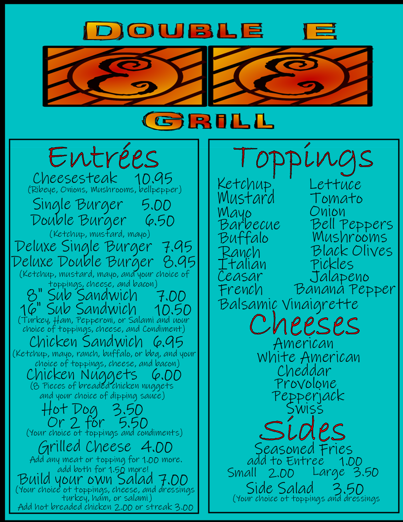 Double E Grill Menu