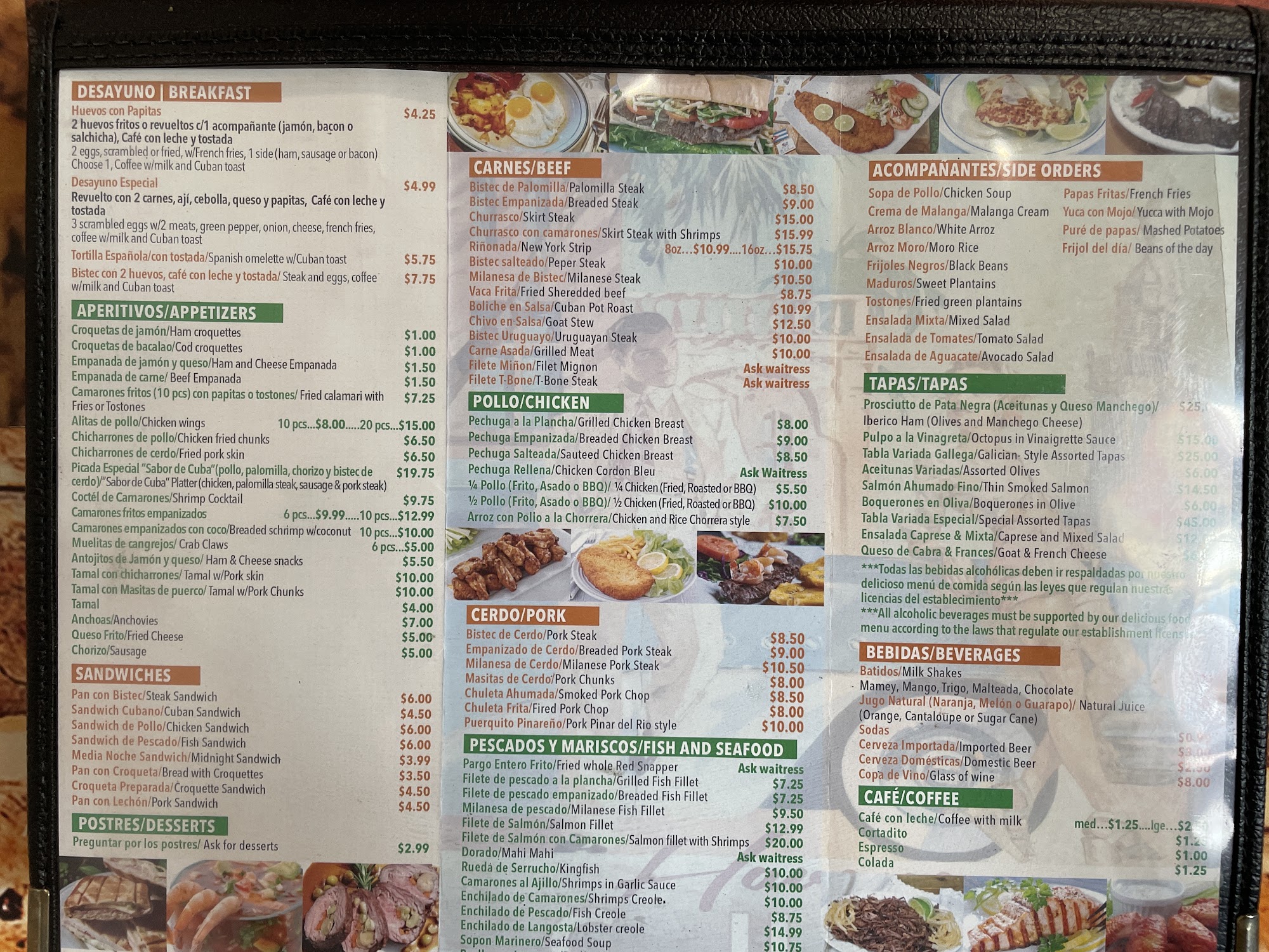 Sabor De Cuba Restaurant Menu