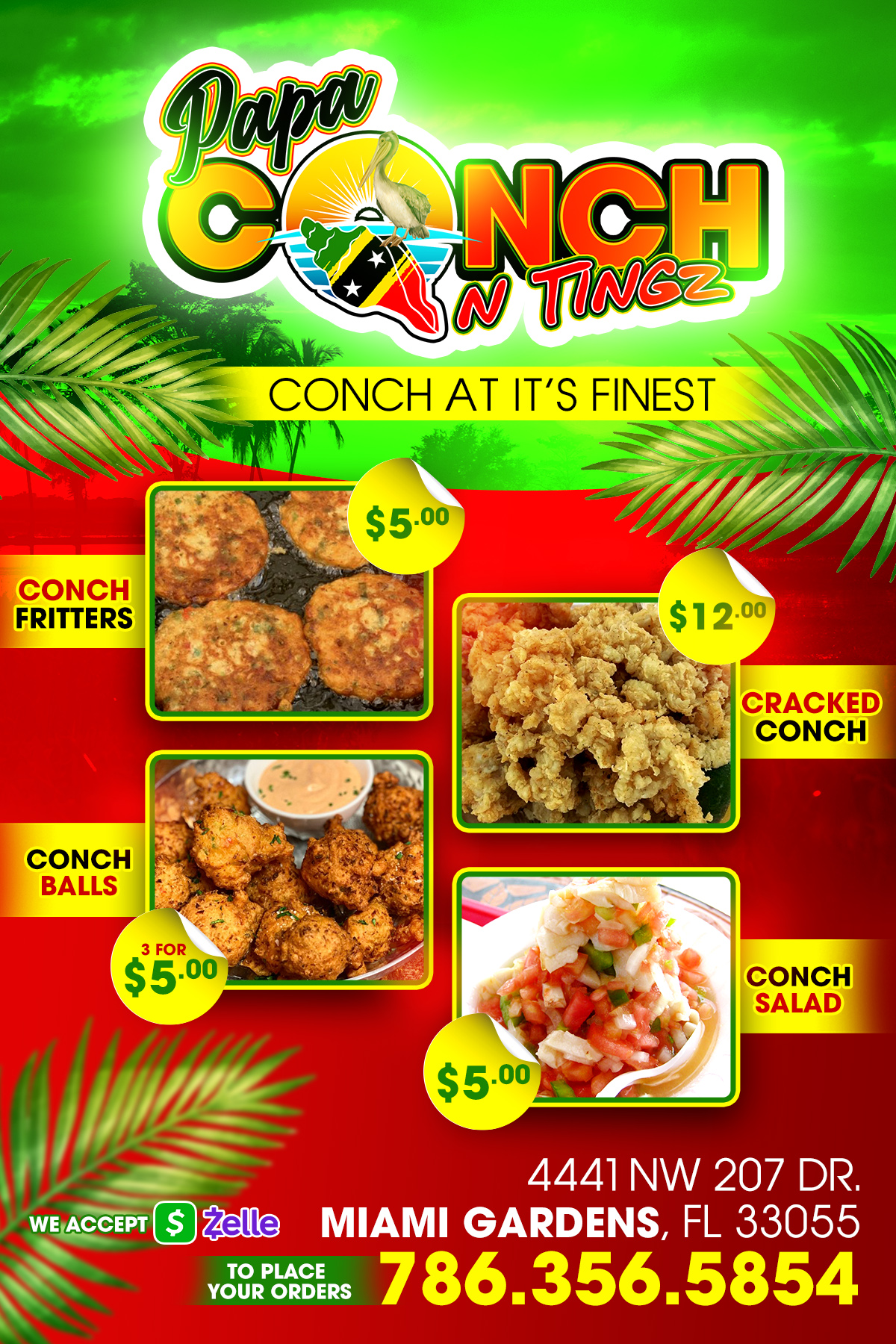 Papa Conch N Tingz Menu