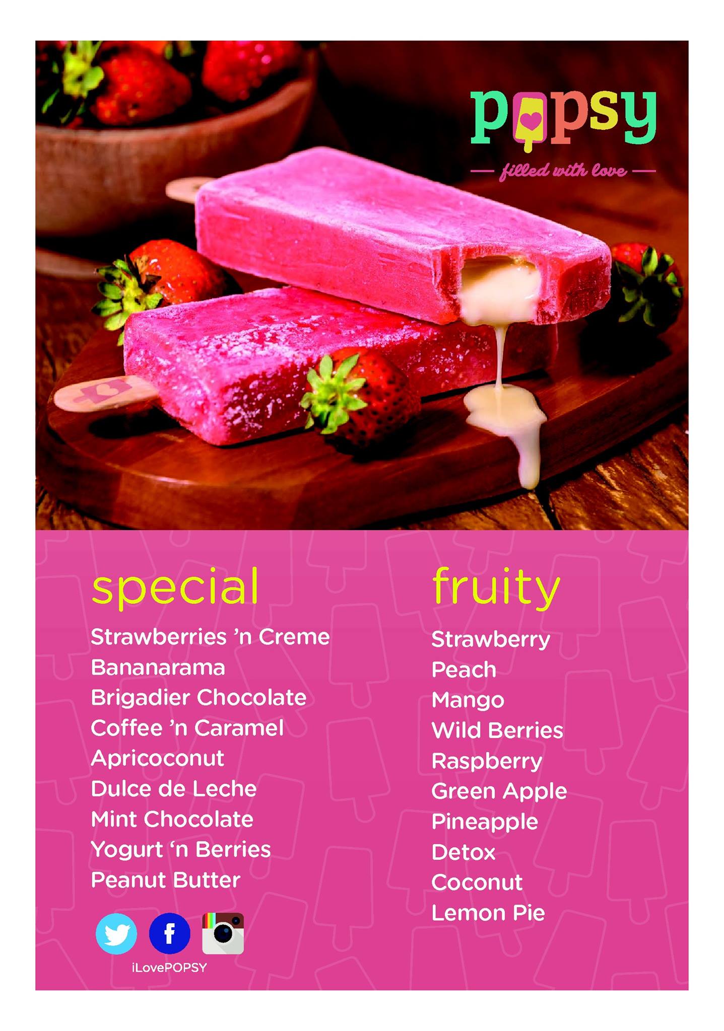 Popsy • Artisan Ice Pops Menu
