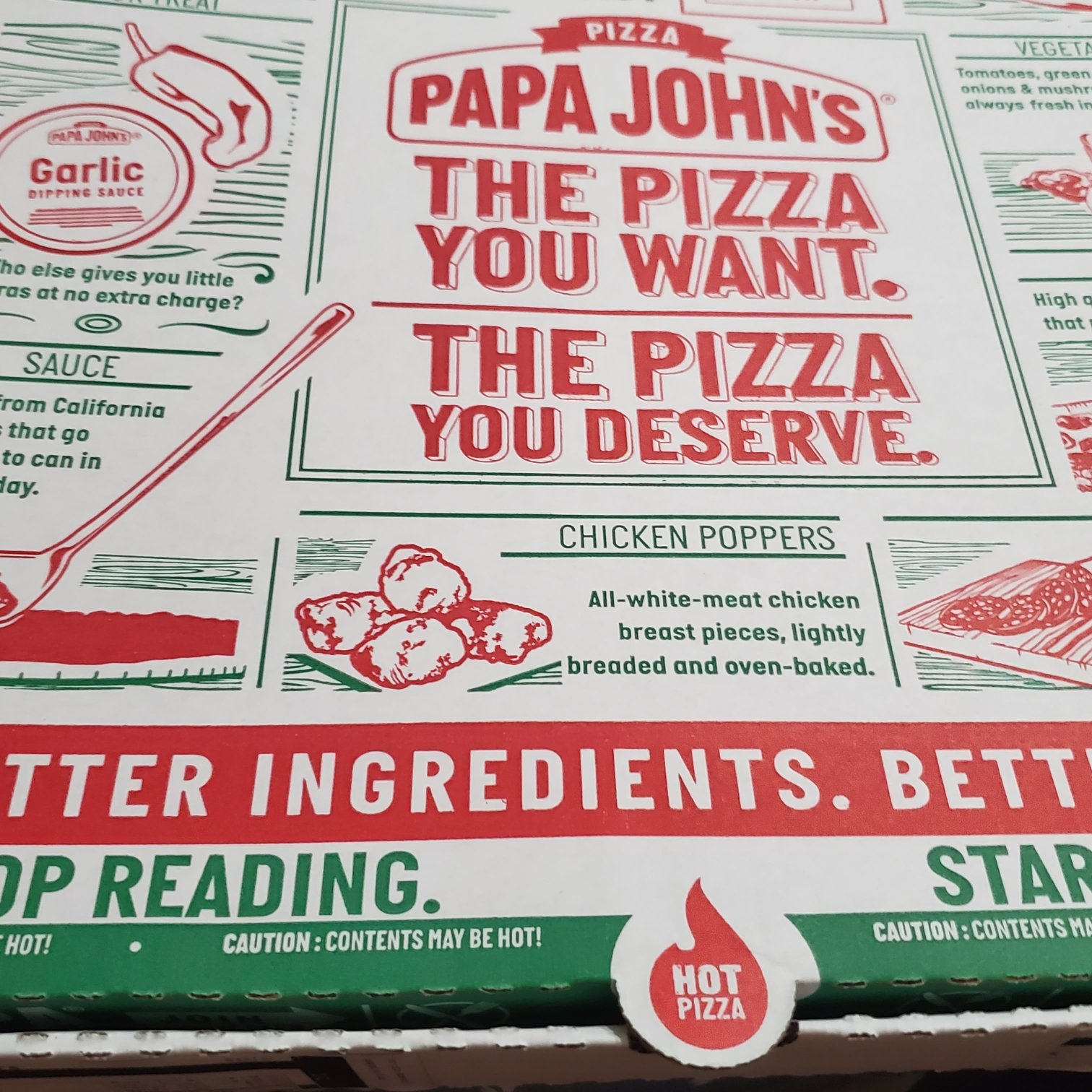 Papa Johns Pizza Distribution Food Services Inc Menu