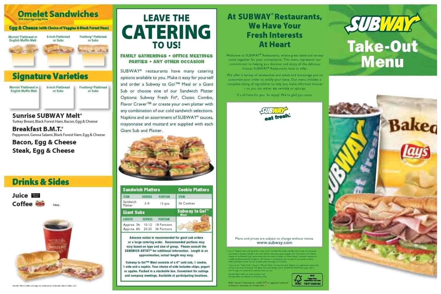 Subway Menu