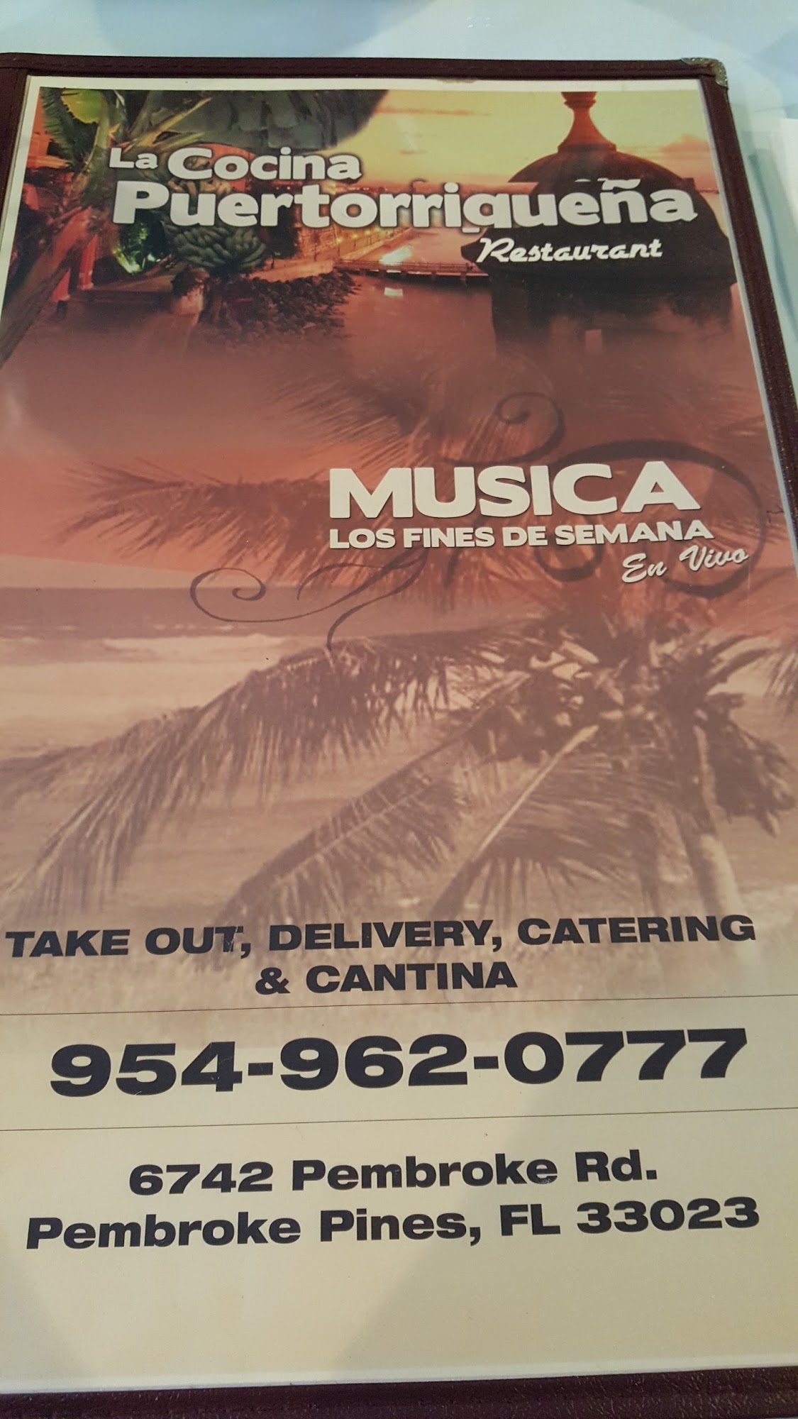 La Cocina Puertorriqueña Menu