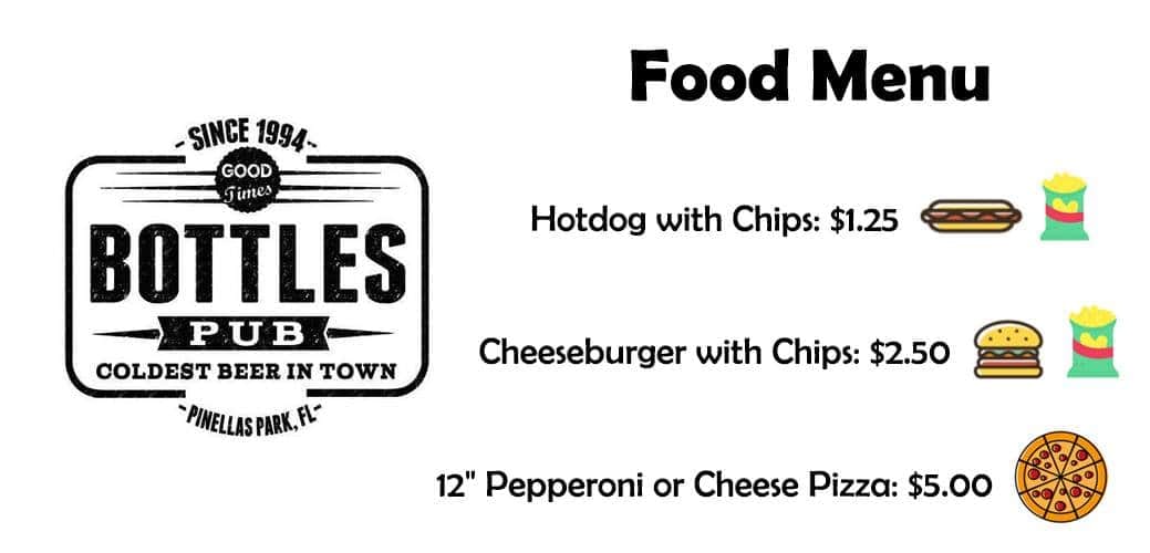 Bottles Pub Craft Beer Bar Menu