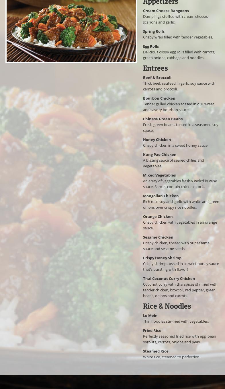 Pei Wei Asian Express Menu