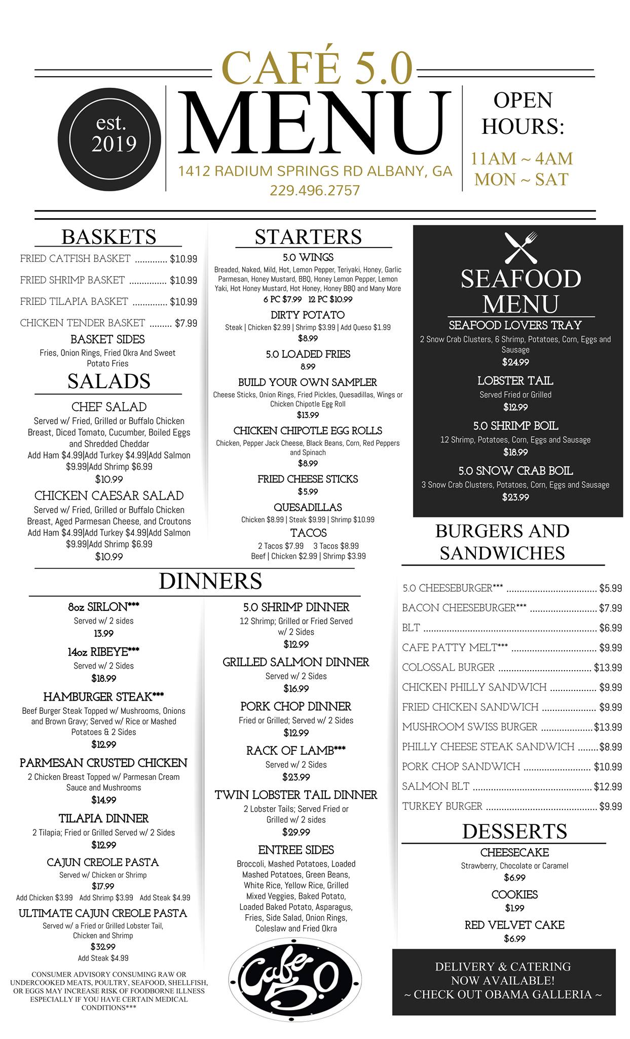 Crosslanding Eatery & Bar Inc Menu