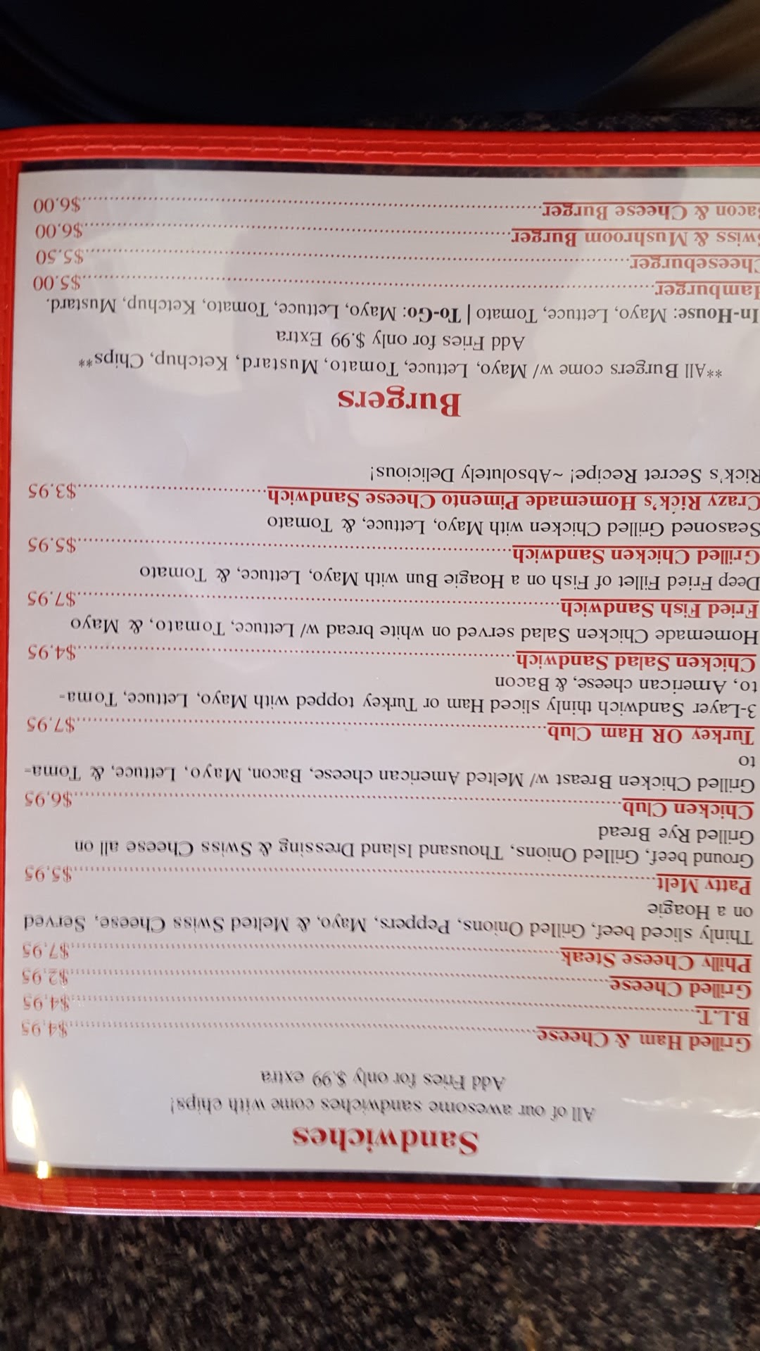 Pierce Deli Menu
