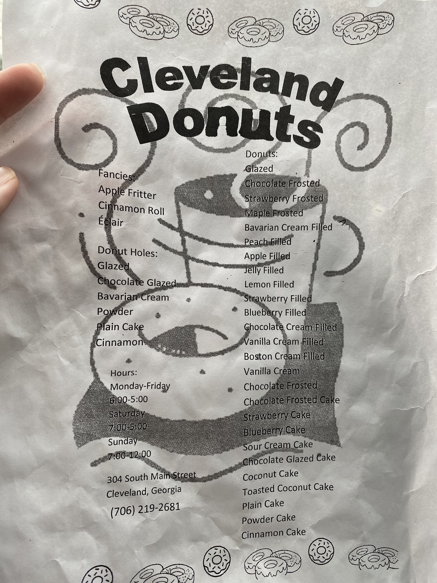 Cleveland Donuts Menu