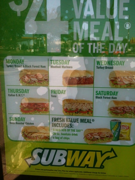 Subway Menu