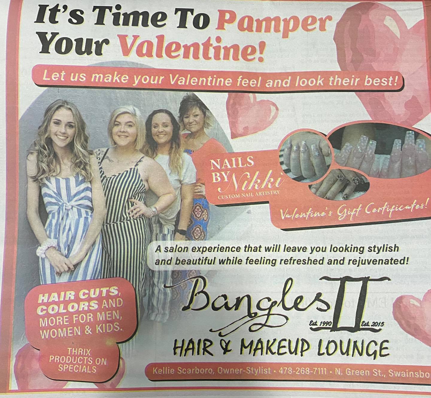 Bangles II Hair and Makeup Lounge 111 N Green St, Swainsboro Georgia 30401