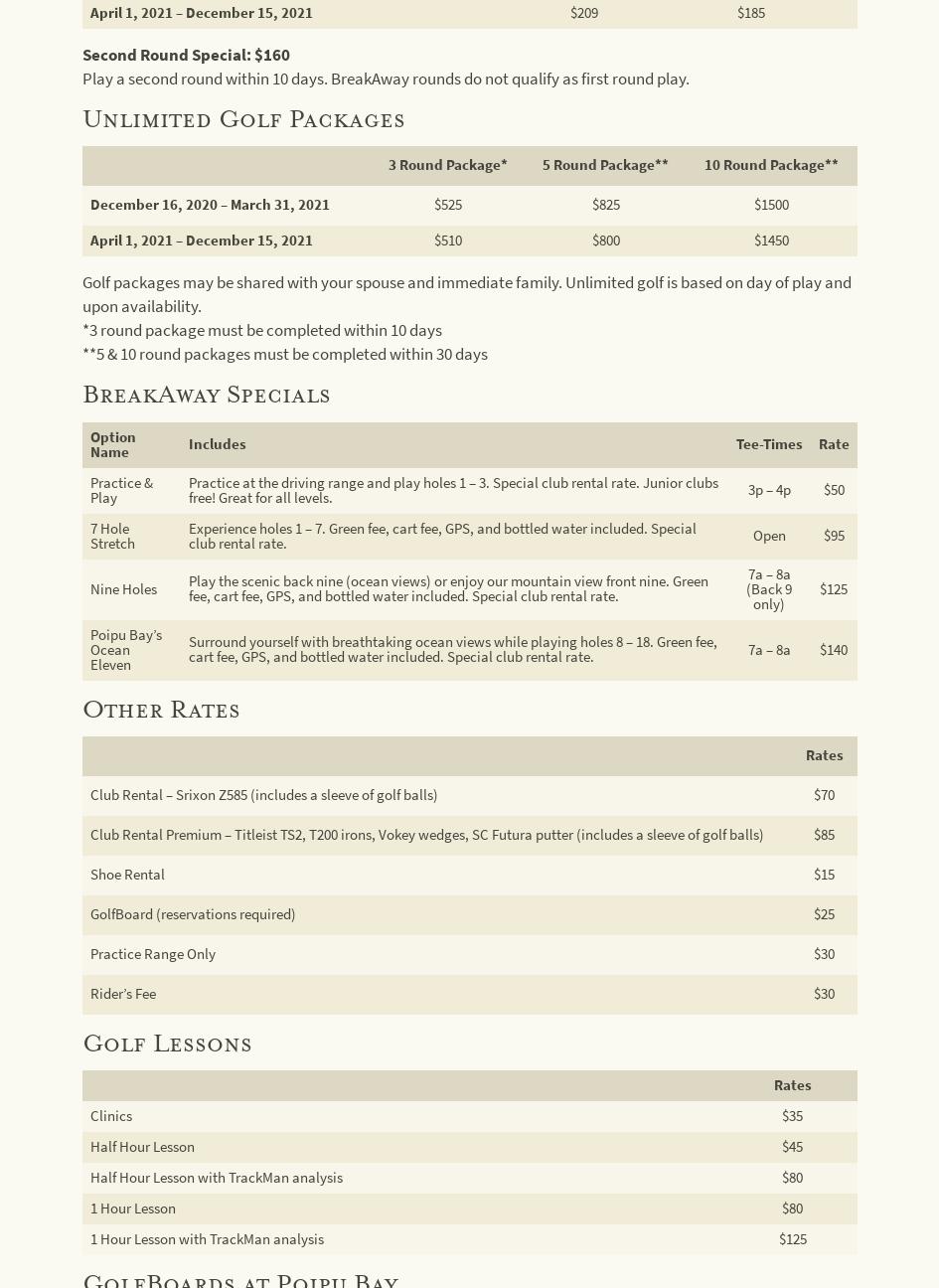 Poipu Bay Grill & Bar Menu