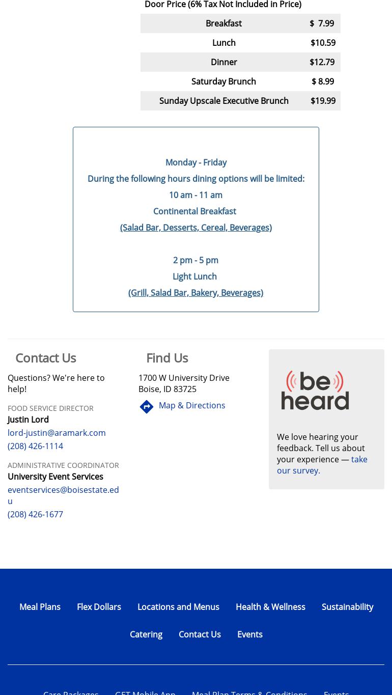 Boise River Café Menu