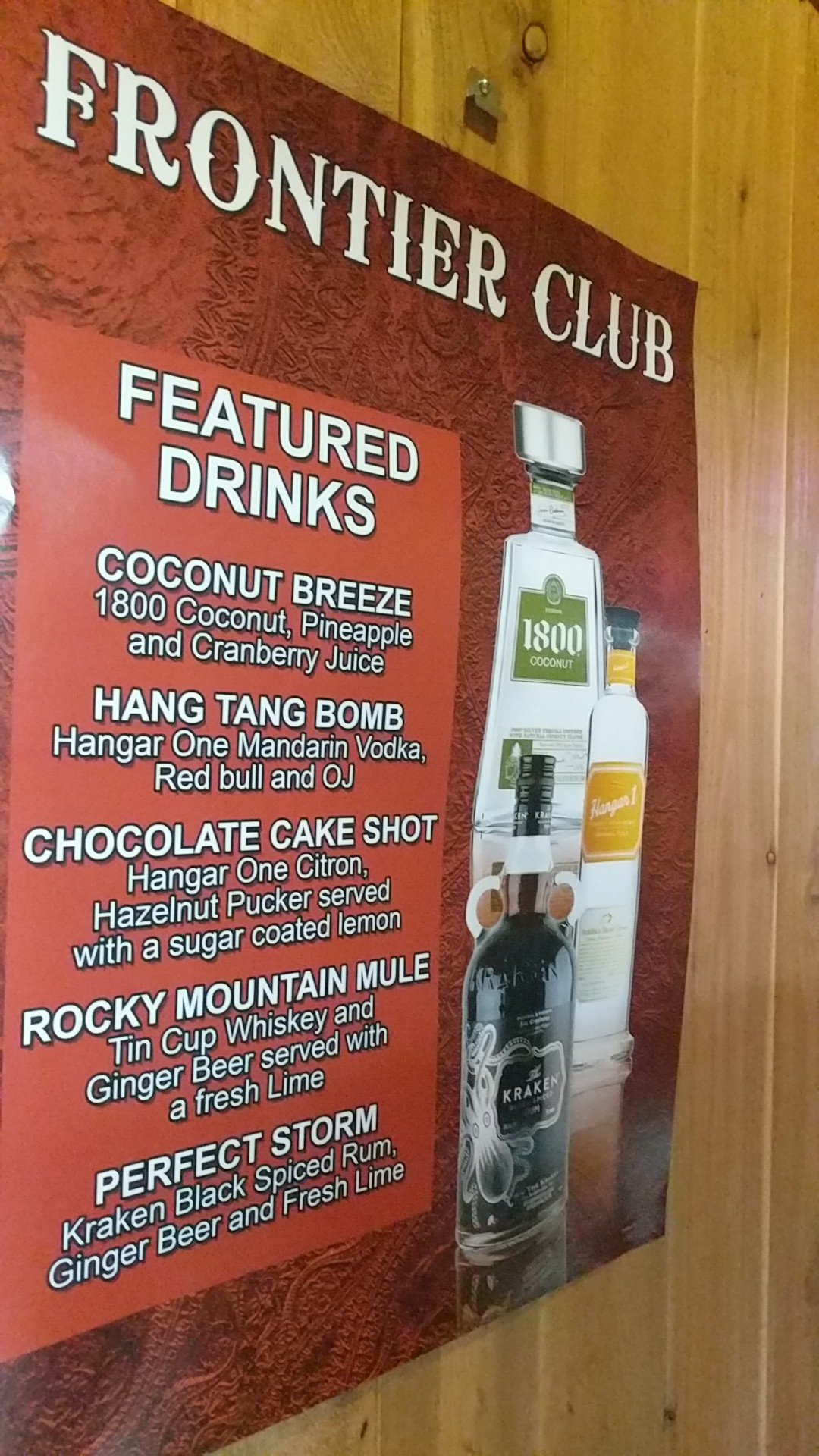 Frontier Club Menu