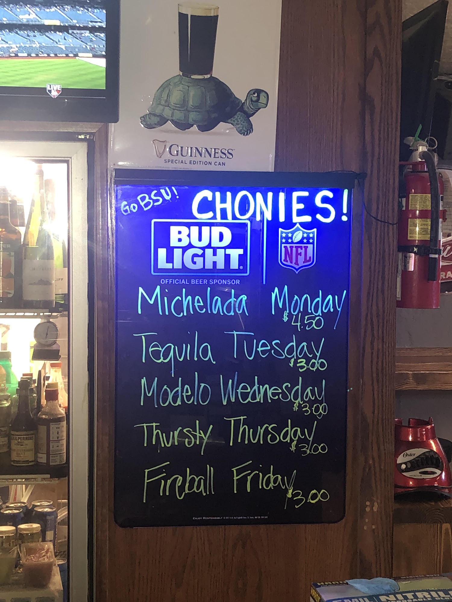 Chonies Sports Bar Menu