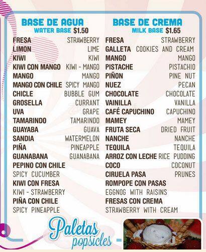 La Michoacana Menu