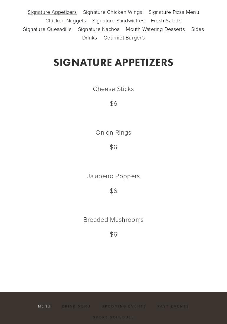 Seven Bar and Restaurant Menu