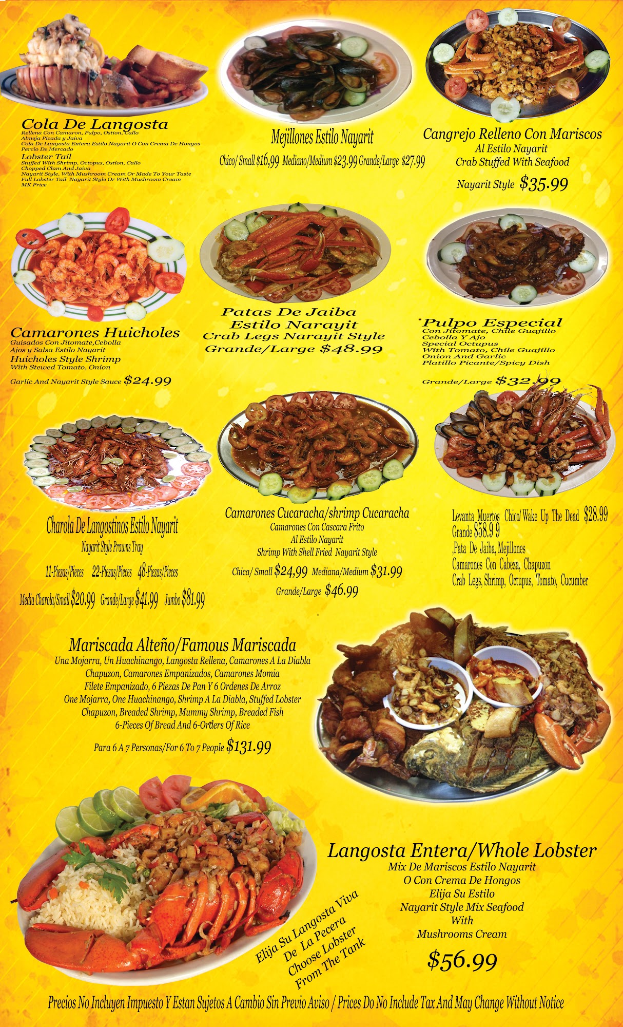 El Nuevo Alteño Menu