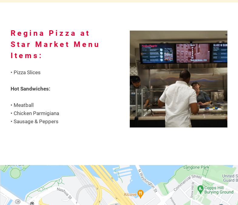 Regina's Pizzeria Menu